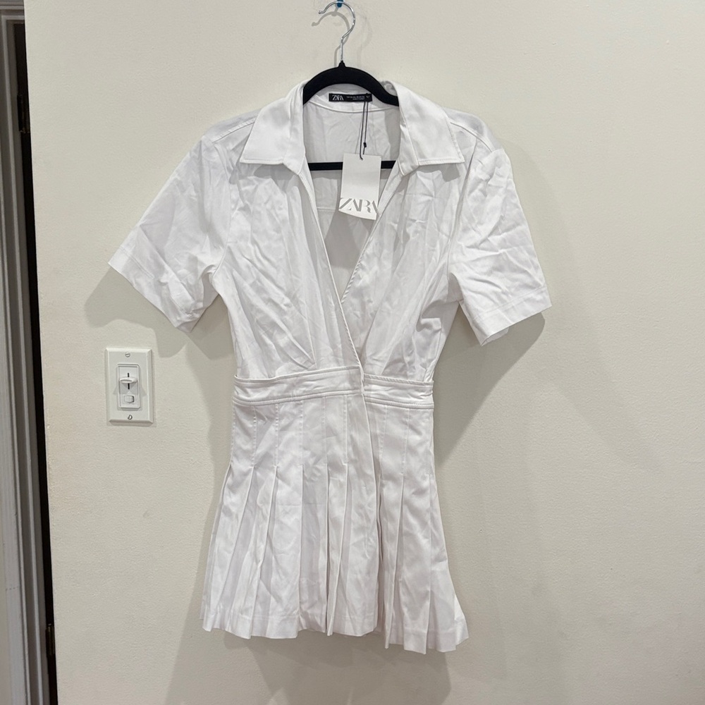 Zara White Collared Dress